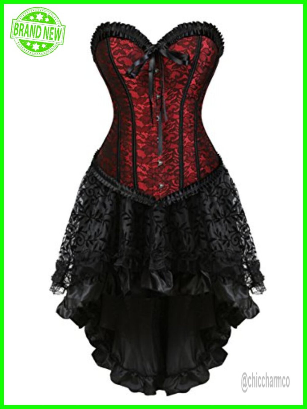 Steampunk Corset Skirt Renaissance Boned Bustier for Women Cosplay Costume